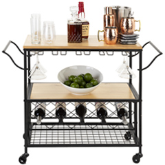 Bar and serving carts with wheels