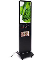 Charging kiosks with digital screens