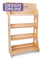 Custom-printed wooden shelf stand with collapsible design