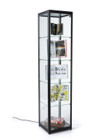 15.5-inch wide black glass curio cabinet display tower