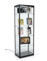 23.5-inch wide black glass curio display cabinet