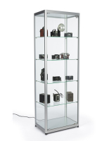 23.5-inch wide silver full glass narrow display showcase