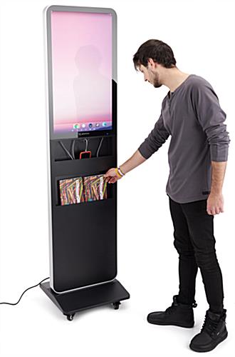 This charging digital literature display with one magazine rack