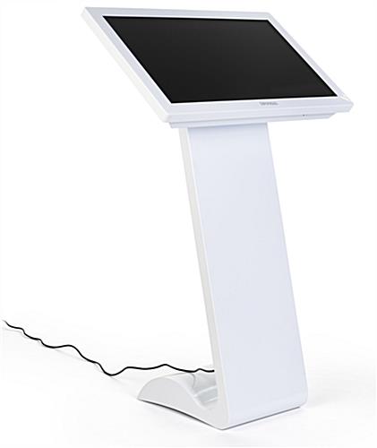 White touch screen monitor kiosk is wifi enabled