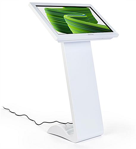 White touch screen monitor kiosk with Android 7.1 operating system