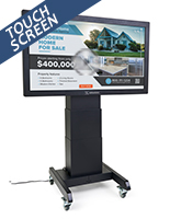 Interactive digital signage with motorized lift and preinstalled apps