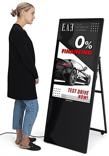 Digital sandwich board with overall height of 58.5 inches