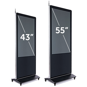 Digital floor sign shown in two sizes