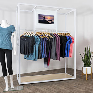 Garment rack with integrated digital screen