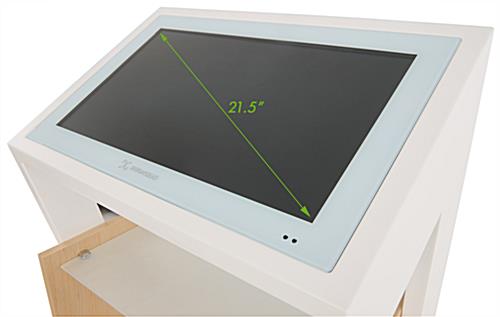 Digital kiosk display with height of 52.5 inches and width of 20.9 inches