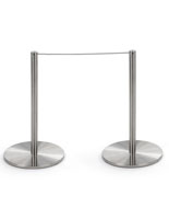 2 Floor Posts and Rope of the 6-Stanchion Silver Low Profile Barrier Set