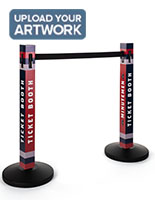 Custom printed stanchion post sleeves come in a set of two