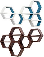Wall mount hexagon-style shelves for spas and salons