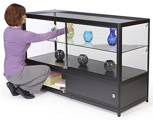 Lighted Glass Display Counter with Enclosed Storage Area