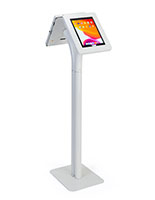 Floor to counter dual sided tablet kiosk with rotating displays