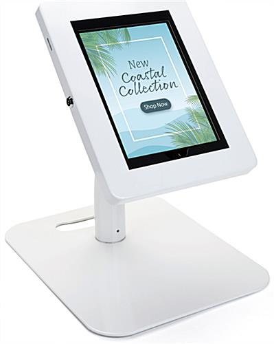 Floor to Counter Tamper-Proof Tablet Holder, Shown at Table Height