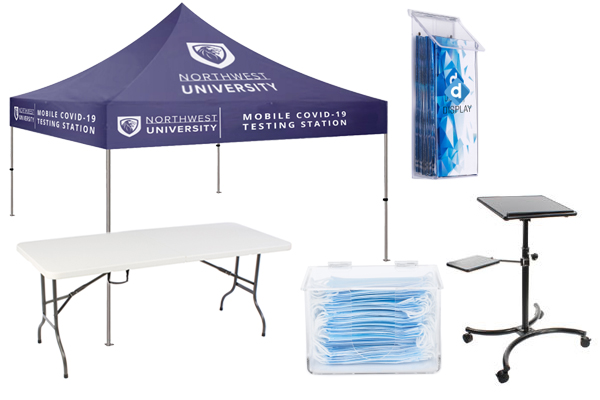 Coronavirus safety mobile testing site tents and tables