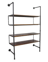 Industrial Retail Wall Shelves with Dark Brown Finish