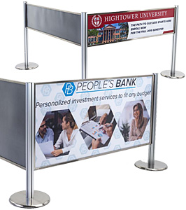Add custom printed graphics to post and panel crowd control systems for a high impact marketing campaign