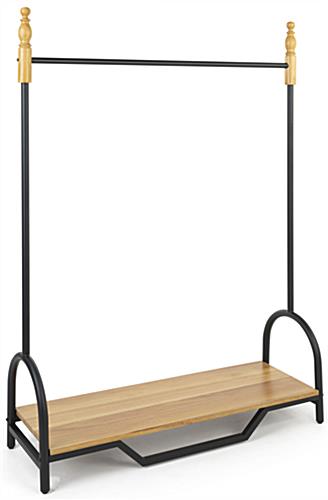 Vintage clothes rack for boutique with black powdered coated accents 