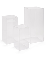 Clear nested display pedestal set includes 3 sizes
