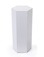 Hexagonal display pedestal with overall height of 30 inches