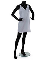 Adult female headless mannequin with clear tempered glass base 