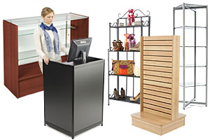 Retail store fixtures, displays, and shelving