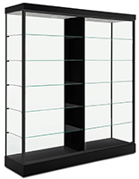 This glass showcase cabinet with a mirrored panel