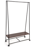 Portable Pipe A-Frame Clothes Rack with Wood Shelf