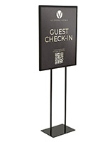 Floor Standing Poster Stand, Top Insert, Double-Sided, Metal - Black