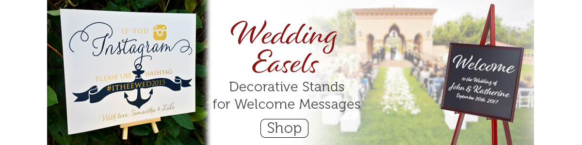 Wedding easels welcome guests to the special occasion