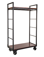 Modern mobile industrial retail dual shelf armoire rack