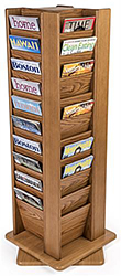 Multi-tiered wooden magazine rack